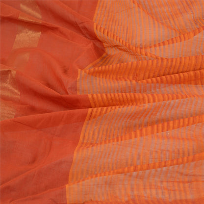 Sanskriti Vintage Dupatta Long Stole Pure Cotton Hijab Orange Woven Scarves
