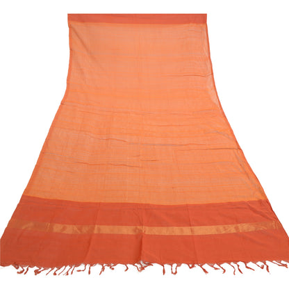Sanskriti Vintage Dupatta Long Stole Pure Cotton Hijab Orange Woven Scarves