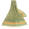 Sanskriti Vintage Dupatta Long Stole Pure Cotton Green Block Printed Hijab