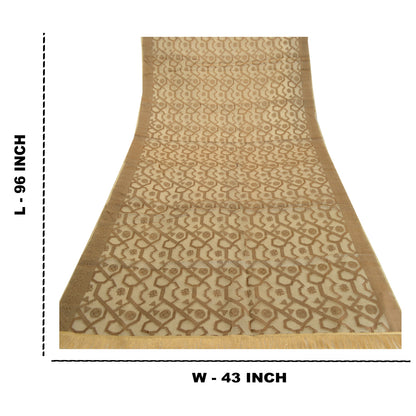 Sanskriti Vintage Dupatta Lang Stole Ren Organza Silke Brun Vævet Tørklæder