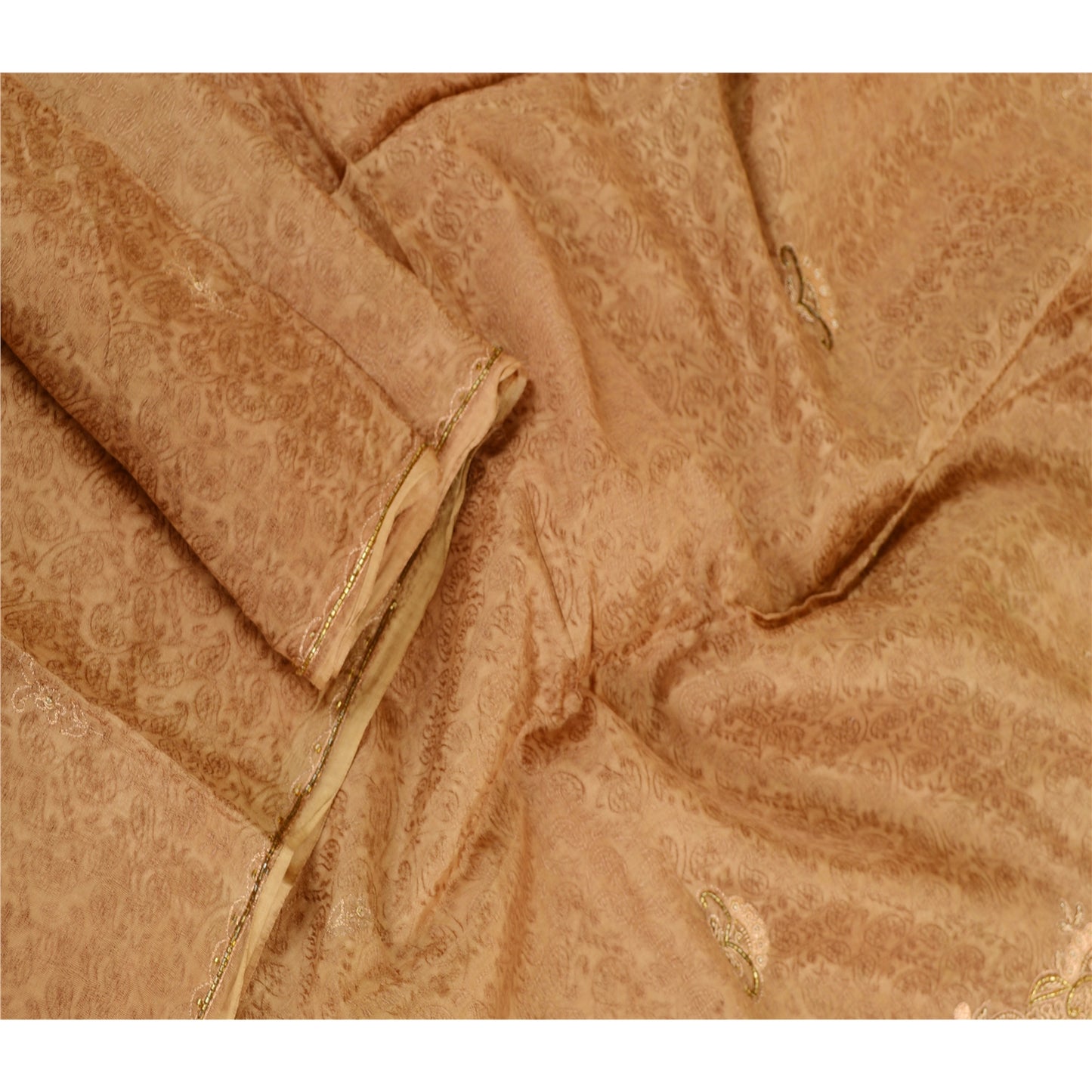 Длинные шарфы-палантины из смеси шелка и бисера коричневого цвета на Санскрити-Винтаж-Дупатта, сотканные вручную