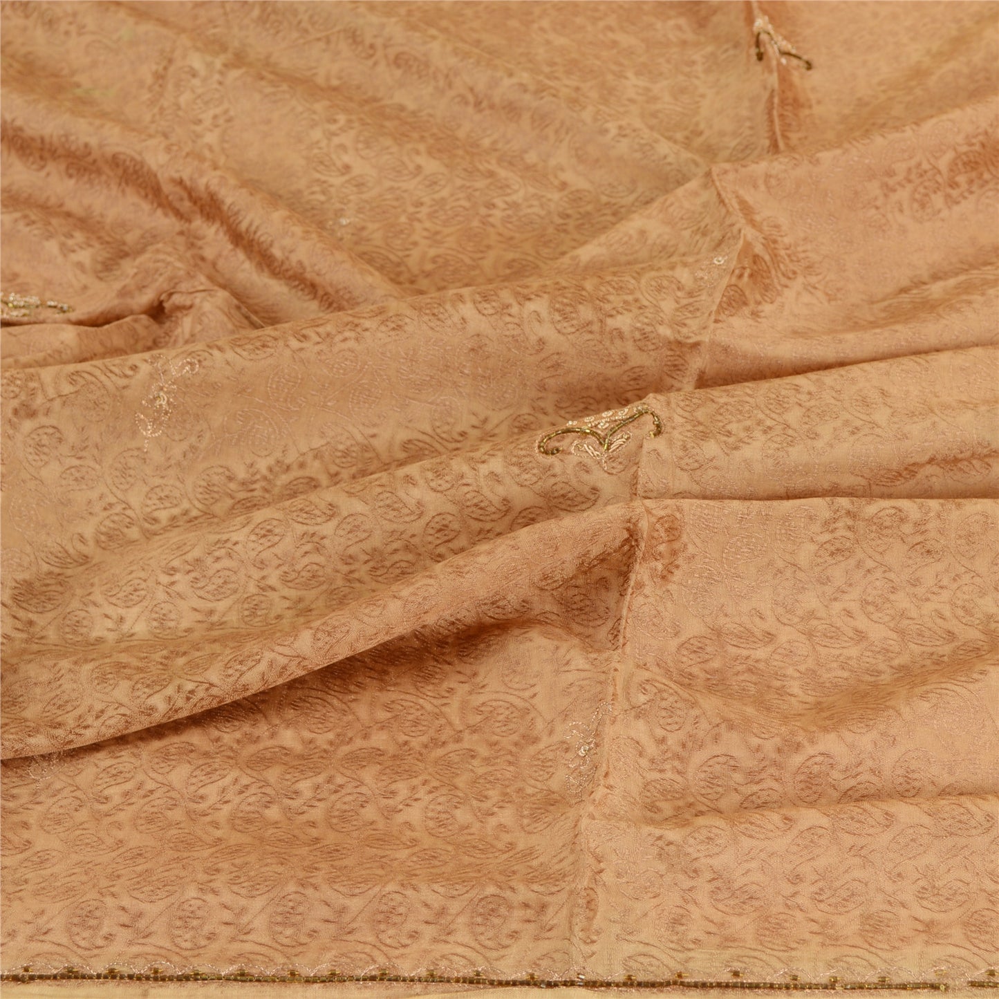 Длинные шарфы-палантины из смеси шелка и бисера коричневого цвета на Санскрити-Винтаж-Дупатта, сотканные вручную