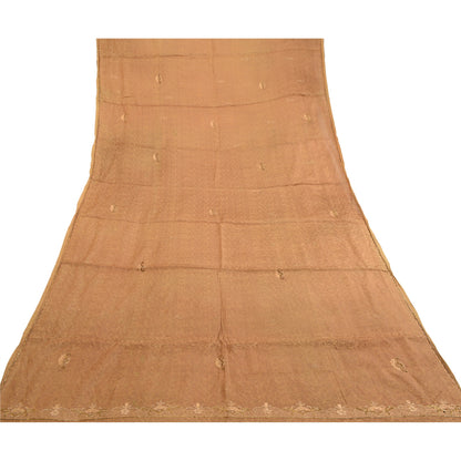 Длинные шарфы-палантины из смеси шелка и бисера коричневого цвета на Санскрити-Винтаж-Дупатта, сотканные вручную