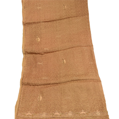 Длинные шарфы-палантины из смеси шелка и бисера коричневого цвета на Санскрити-Винтаж-Дупатта, сотканные вручную