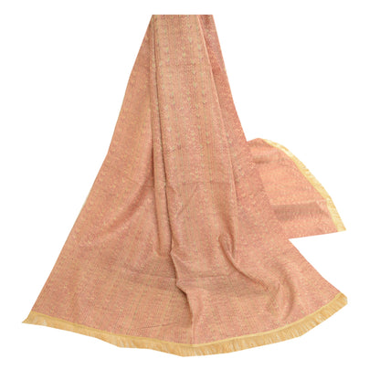 Sanskriti Vintage Dupatta Long Stole 100% Pure Silk Pink Painted Wrap Scarves