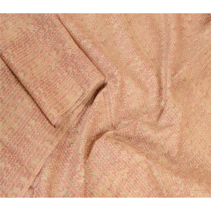 Sanskriti Vintage Dupatta Long Stole 100% Pure Silk Pink Painted Wrap Scarves