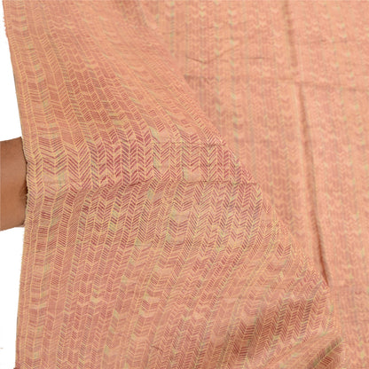 Sanskriti Vintage Dupatta Long Stole 100% Pure Silk Pink Painted Wrap Scarves