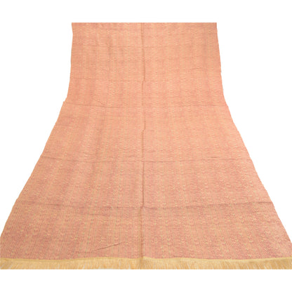 Sanskriti Vintage Dupatta Long Stole 100% Pure Silk Pink Painted Wrap Scarves