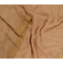 Load image into Gallery viewer, Sanskriti Vintage Dupatta Long Stole Georgette Brown Embroidered Wrap Scarves
