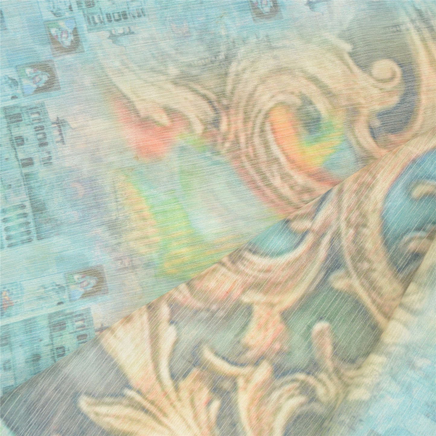 Sanskriti Vintage Dupatta Long Stole Art Silk Blue Digital Printed Mythological