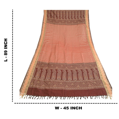 Sanskriti Vintage Dupatta Long Stole Blend Silk Brick Red Woven Scarves