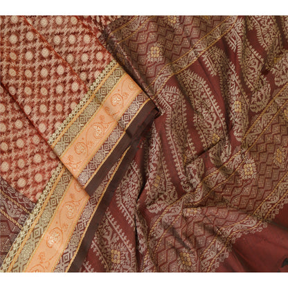 Sanskriti Vintage Dupatta Long Stole Blend Silk Brick Red Woven Scarves