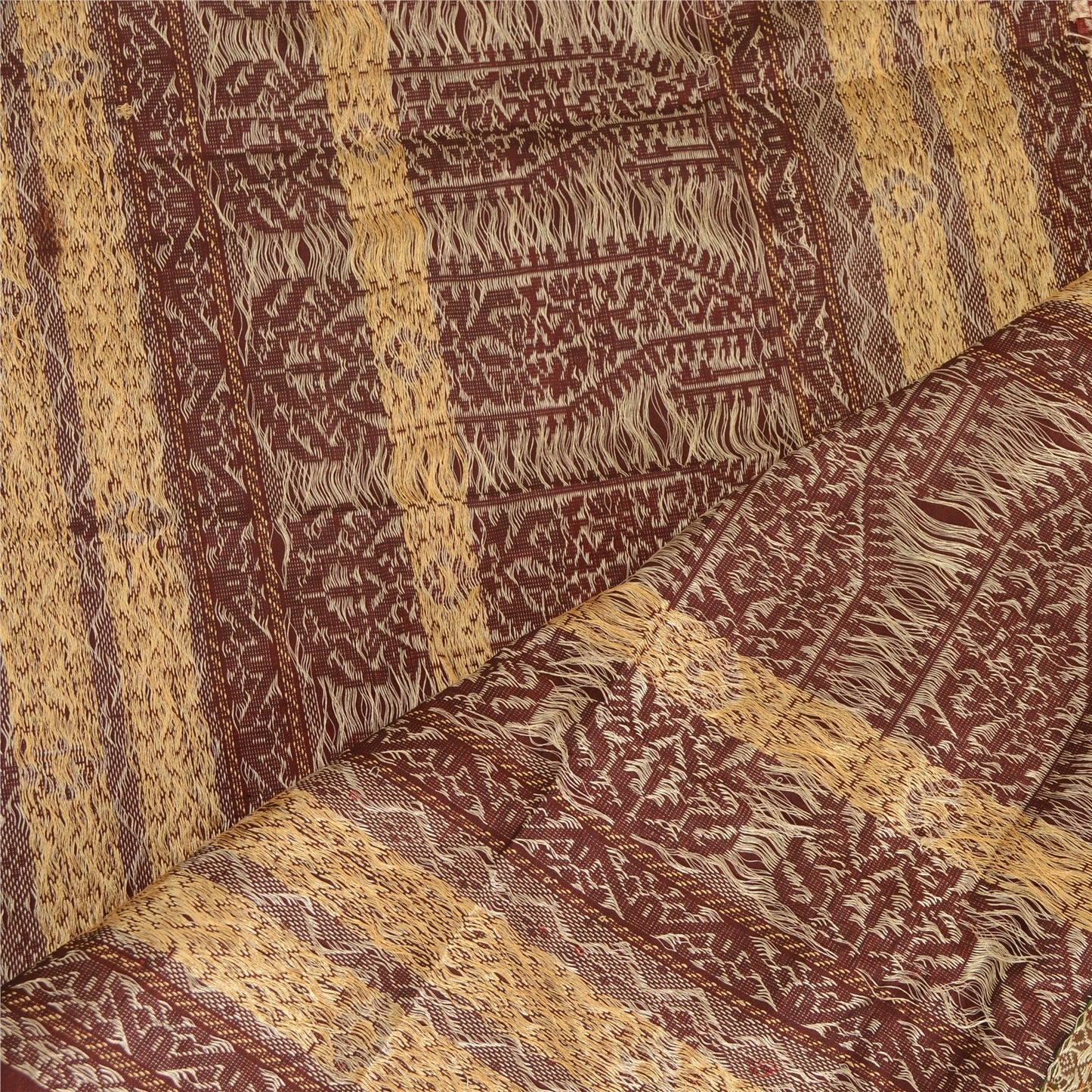 Sanskriti Vintage Dupatta Long Stole Blend Silk Brick Red Woven Scarves