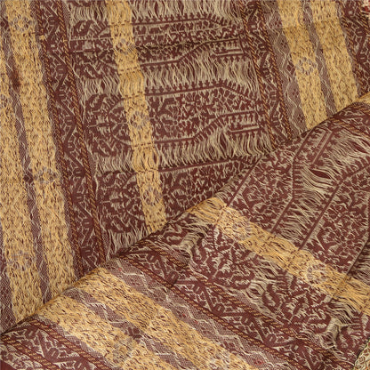 Sanskriti Vintage Dupatta Long Stole Blend Silk Brick Red Woven Scarves