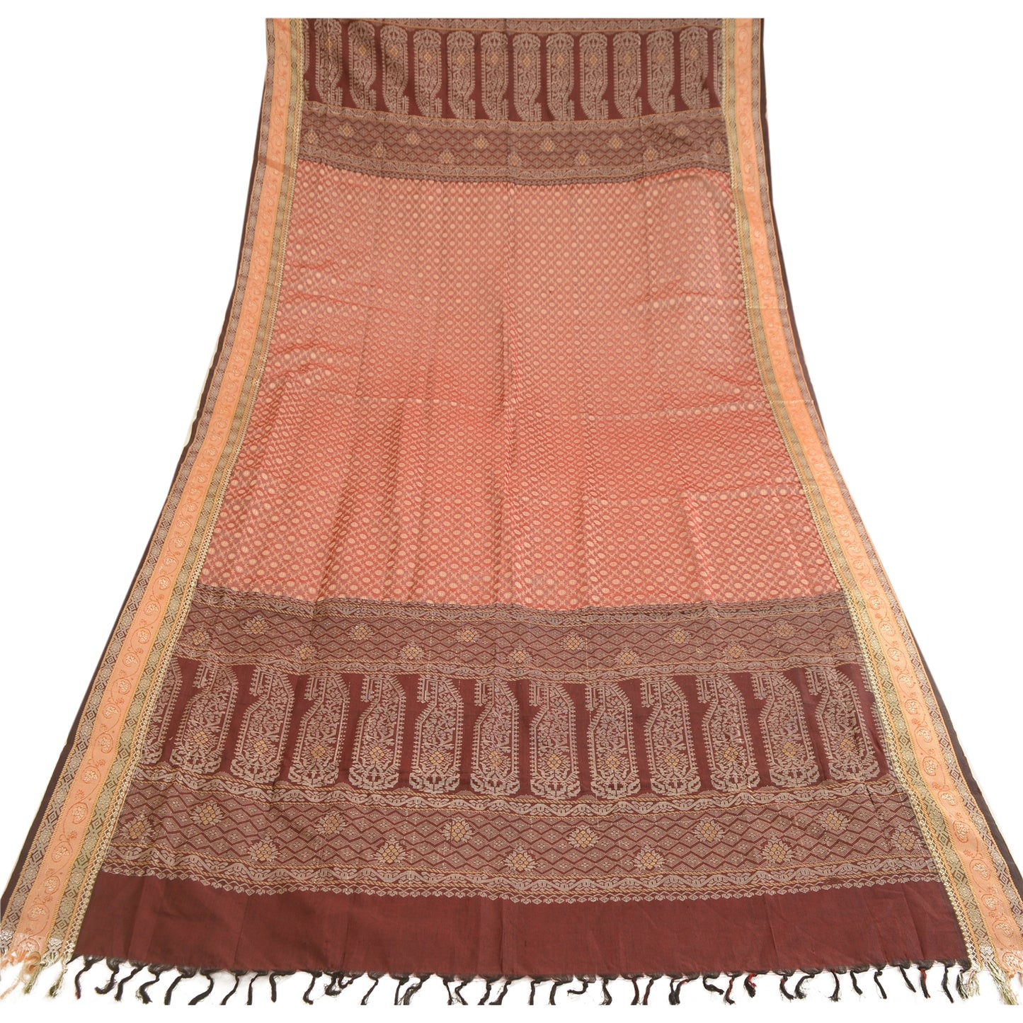 Sanskriti Vintage Dupatta Long Stole Blend Silk Brick Red Woven Scarves