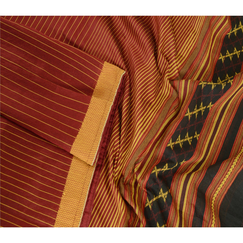 Sanskriti Vintage Dupatta Lang Stola Bomuld Silke Hijab Mørkerøde Vævede Tørklæder