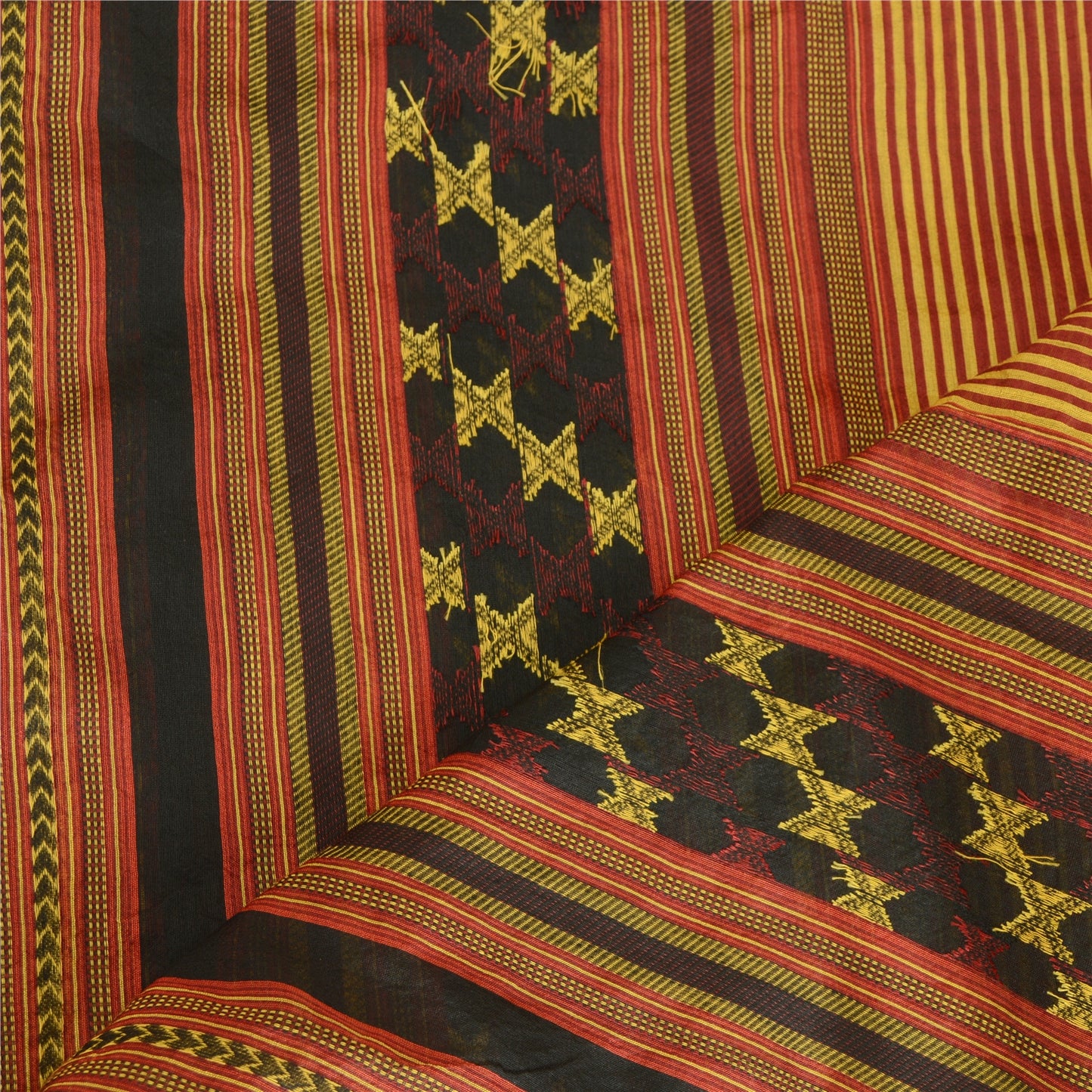 Санскрити Винтаж Дупатта Длинный Палантин Хлопок Шелковый Хиджаб Темно-Красный Тканый Шарф