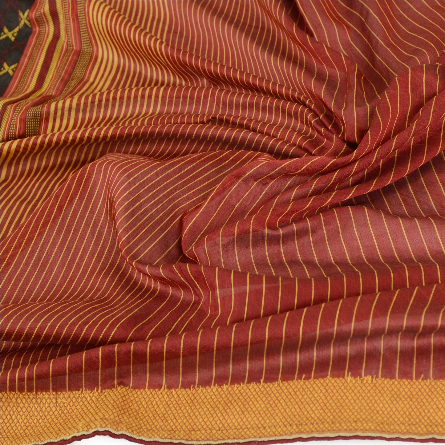 Санскрити Винтаж Дупатта Длинный Палантин Хлопок Шелковый Хиджаб Темно-Красный Тканый Шарф