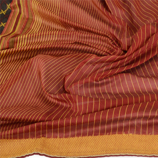 Sanskriti Vintage Dupatta Lang Stola Bomuld Silke Hijab Mørkerøde Vævede Tørklæder