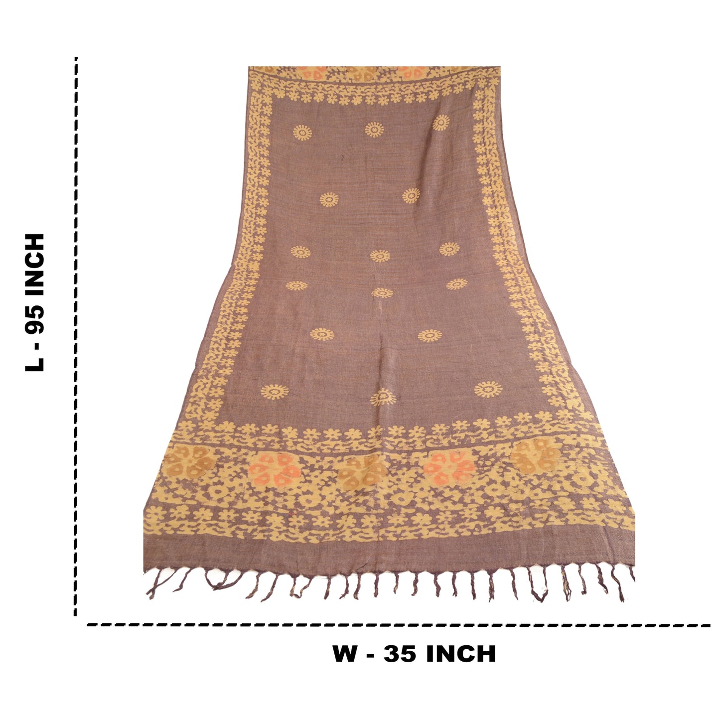 Sanskriti Vintage Dupatta Long Stole Pure Cotton Purple Batik Work Wrap Shawl