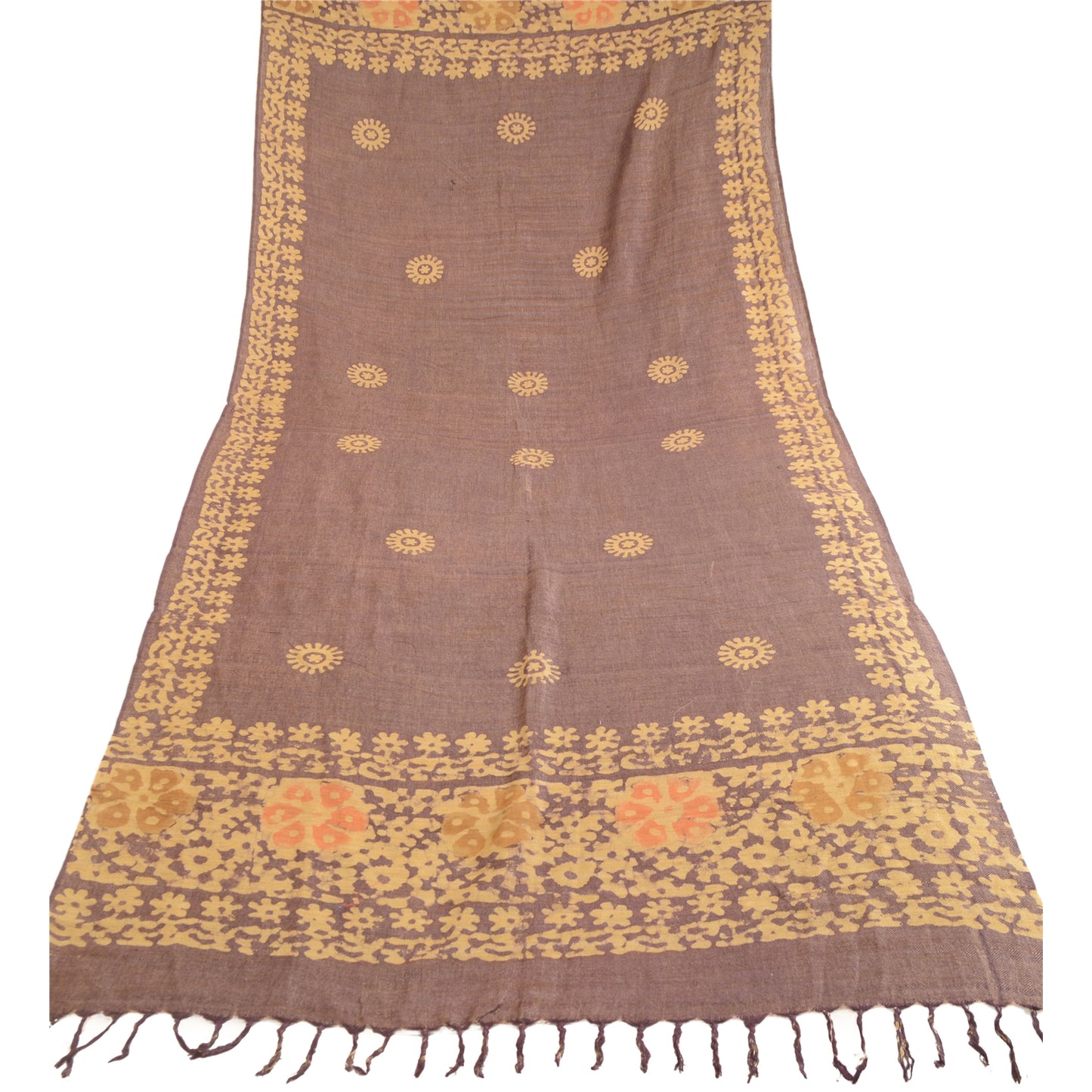 Sanskriti Vintage Dupatta Long Stole Pure Cotton Purple Batik Work Wrap Shawl
