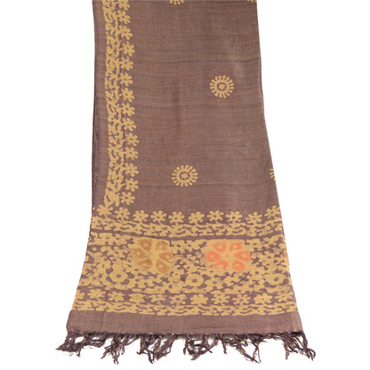 Sanskriti Vintage Dupatta Long Stole Pure Cotton Purple Batik Work Wrap Shawl