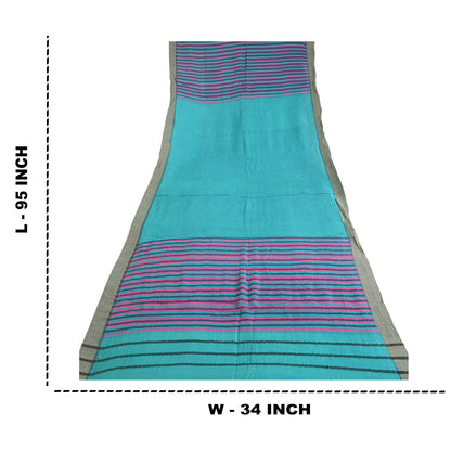 Sanskriti Vintage Dupatta Long Stole Pure Woollen Green Printed Scarves