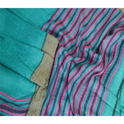 Sanskriti Vintage Dupatta Long Stole Pure Woollen Green Printed Scarves