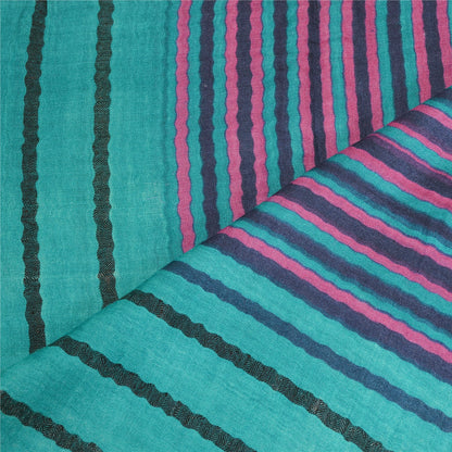 Sanskriti Vintage Dupatta Long Stole Pure Woollen Green Printed Scarves