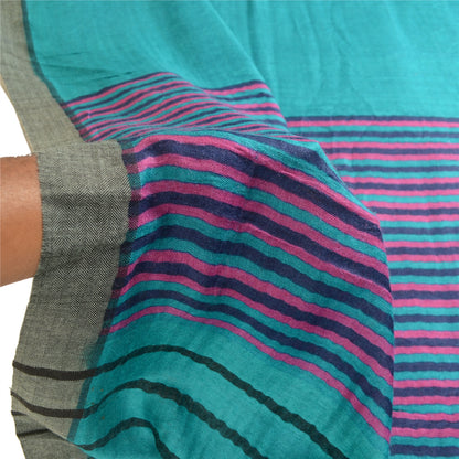 Sanskriti Vintage Dupatta Long Stole Pure Woollen Green Printed Scarves