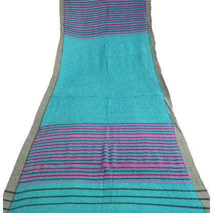 Sanskriti Vintage Dupatta Long Stole Pure Woollen Green Printed Scarves