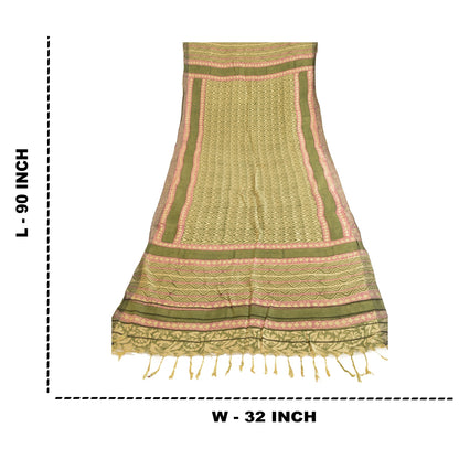 Sanskriti Vintage Dupatta Long Stole Woollen Green Shawl Printed Hijab