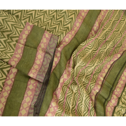 Sanskriti Vintage Dupatta Long Stole Woollen Green Shawl Printed Hijab