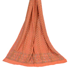 Load image into Gallery viewer, Sanskriti Vintage Dupatta Long Stole Pure Silk Orange Hand Beaded Woven Scarves
