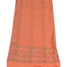Load image into Gallery viewer, Sanskriti Vintage Dupatta Long Stole Pure Silk Orange Hand Beaded Woven Scarves
