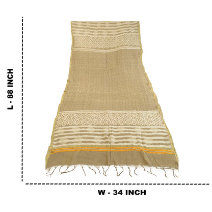 Sanskriti Vintage Dupatta Long Stole Art Silk Brown Hijab Batik Work Scarves