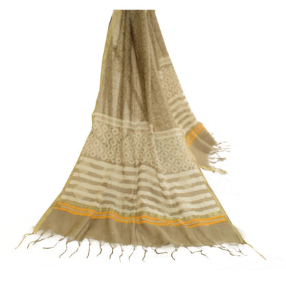 Sanskriti Vintage Dupatta Long Stole Art Silk Brown Hijab Batik Work Scarves