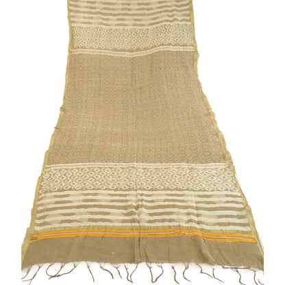 Sanskriti Vintage Dupatta Long Stole Art Silk Brown Hijab Batik Work Scarves