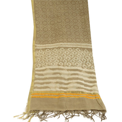 Sanskriti Vintage Dupatta Long Stole Art Silk Brown Hijab Batik Work Scarves
