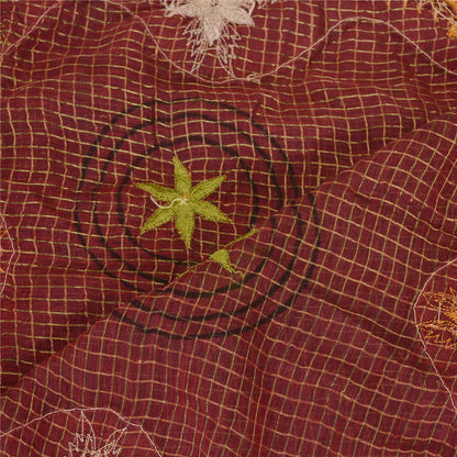 Sanskriti Vintage Dupatta Long Stole Cotton Red Hand Beaded Woven Scarves