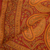 Sanskriti Vintage Dupatta Long Stole Pure Silk Hijab Dark Red Printed Scarves
