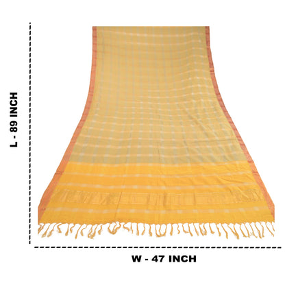 Sanskriti Vintage Dupatta Lang Stola Ren Bomuld Gul Hijab Vævet Zari Tørklæder