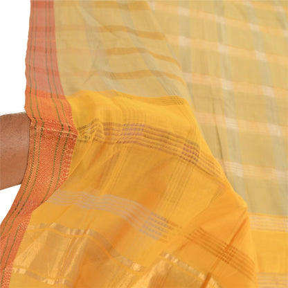 Sanskriti Vintage Dupatta Lang Stola Ren Bomuld Gul Hijab Vævet Zari Tørklæder