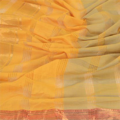 Sanskriti Vintage Dupatta Lang Stola Ren Bomuld Gul Hijab Vævet Zari Tørklæder