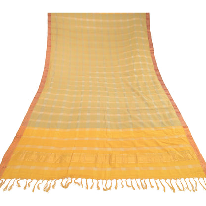 Sanskriti Vintage Dupatta Lang Stola Ren Bomuld Gul Hijab Vævet Zari Tørklæder