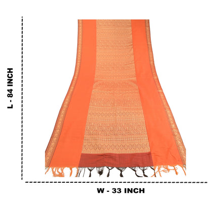 Sanskriti Vintage Dupatta Long Stole Cotton Orange Hijab Woven Scarves