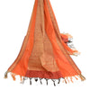 Sanskriti Vintage Dupatta Long Stole Cotton Orange Hijab Woven Scarves
