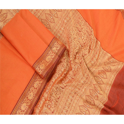 Sanskriti Vintage Dupatta Long Stole Cotton Orange Hijab Woven Scarves