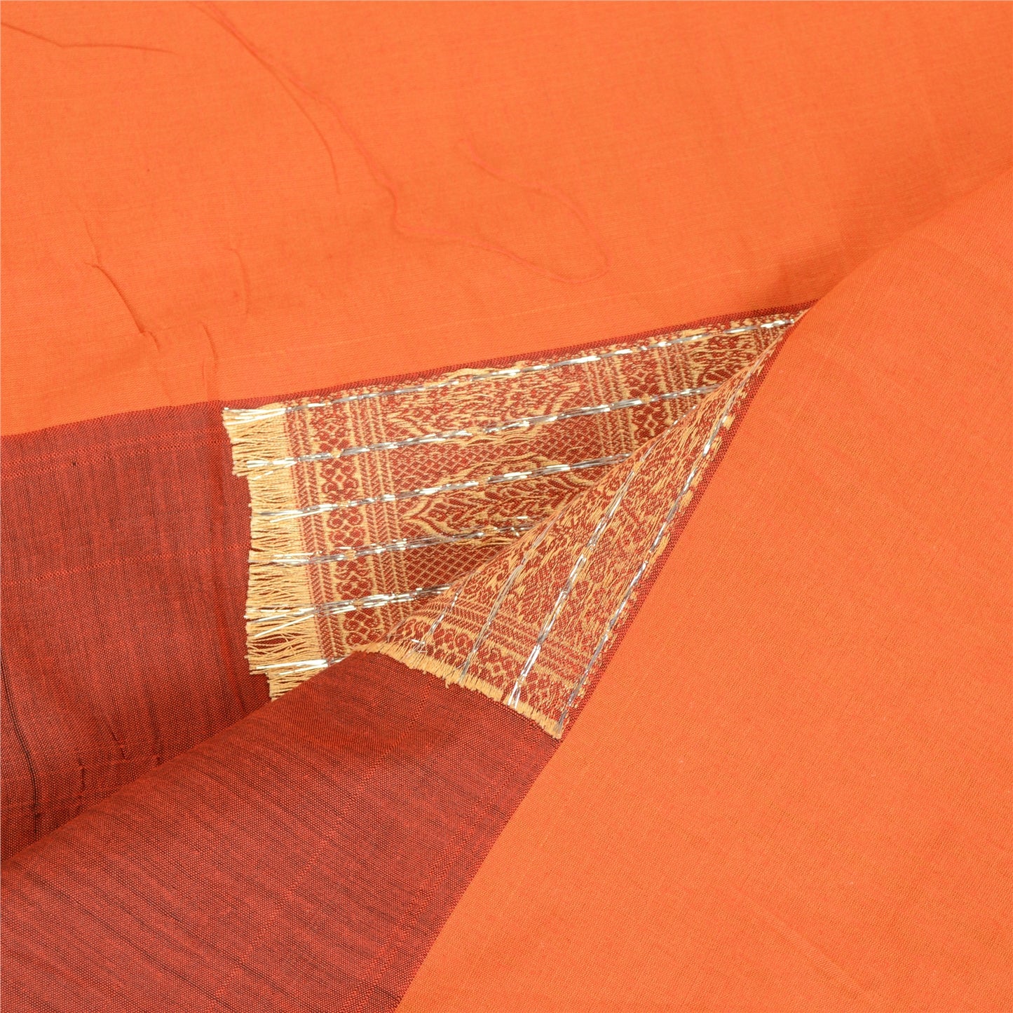 Sanskriti Vintage Dupatta Long Stole Cotton Orange Hijab Woven Scarves