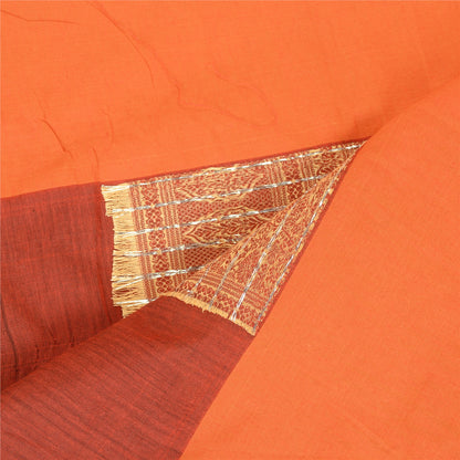 Sanskriti Vintage Dupatta Long Stole Cotton Orange Hijab Woven Scarves